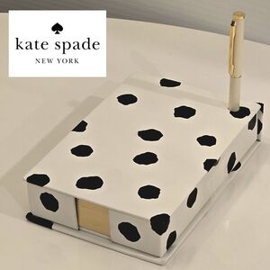 Kate Spade Spotty Dot Loose Note Holder with Pen 250 Count w/ Gold Gilded Edge